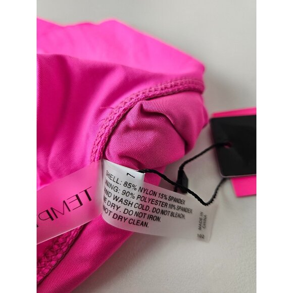 Tempt Me Womens Asymmetrical Neckline One Shoulder Ruffle Swimsuit Hot Pink Sz S - Picture 11 of 11